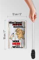 Blechschild Spruch 12x18cm hier kann jeder machen was ich