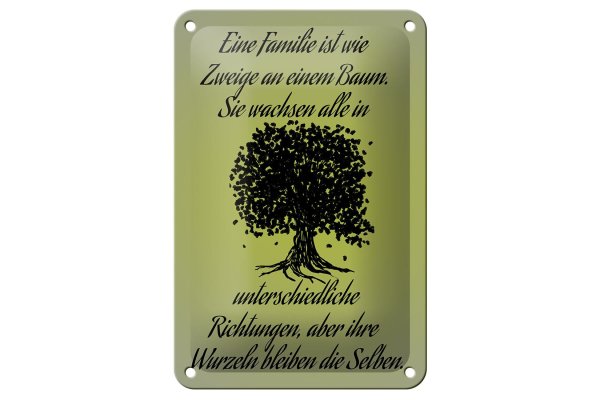 Blechschild Spruch 12x18cm Familie ist wie Zweige an Baum