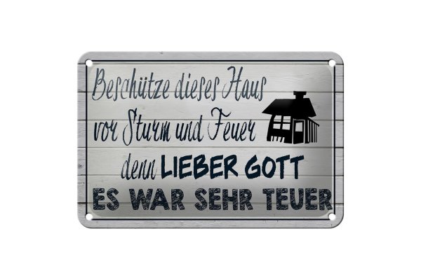 Blechschild Spruch 18x12cm beschütze dieses Haus vor Sturm