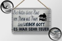 Blechschild Spruch 18x12cm beschütze dieses Haus vor Sturm