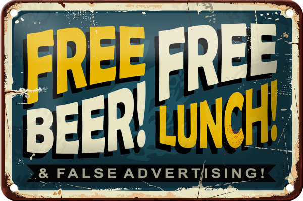 Blechschild Retro 18x12cm Free beer lunch