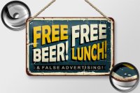 Blechschild Retro 18x12cm Free beer lunch