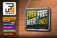 Blechschild Retro 18x12cm Free beer lunch