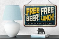 Blechschild Retro 18x12cm Free beer lunch