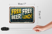 Blechschild Retro 18x12cm Free beer lunch