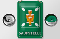 Blechschild Alkohol 12x18cm Saufstelle Biergläser Bier