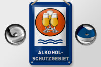 Blechschild Bier 12x18cm Alkoholschutzgebiet Biergläser