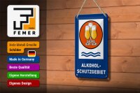 Blechschild Bier 12x18cm Alkoholschutzgebiet Biergläser
