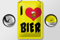 Blechschild Alkohol 12x18cm I love Bier