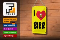 Blechschild Alkohol 12x18cm I love Bier