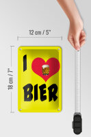 Blechschild Alkohol 12x18cm I love Bier