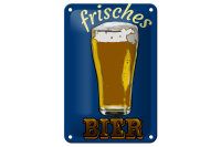 Blechschild Alkohol 12x18cm frisches Bier Bierglas