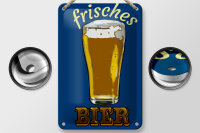 Blechschild Alkohol 12x18cm frisches Bier Bierglas
