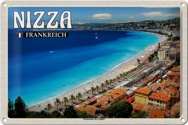 Blechschild Reise 30x20cm Nizza Frankreich Promenade des Anglais