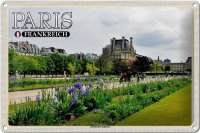 Blechschild Reise 30x20cm Paris Frankreich Jardin des Tuileries Park