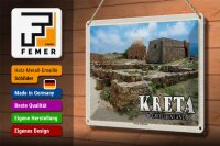 Blechschild Reise 30x20cm Kreta Griechenland Fortezza von Rethymno