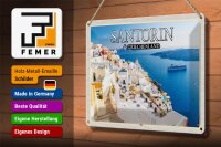 Blechschild Reise 30x20cm Santorin Griechenland Fira Hauptstadt