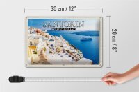Blechschild Reise 30x20cm Santorin Griechenland Fira Hauptstadt