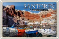 Blechschild Reise 30x20cm Santorin Griechenland Hafen von...