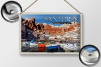 Blechschild Reise 30x20cm Santorin Griechenland Hafen von Ammoudi