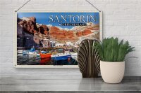 Blechschild Reise 30x20cm Santorin Griechenland Hafen von Ammoudi