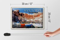 Blechschild Reise 30x20cm Santorin Griechenland Hafen von Ammoudi