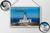 Blechschild Reise 30x20cm Santorin Griechenland Leuchtturm Akrotiri
