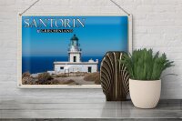 Blechschild Reise 30x20cm Santorin Griechenland Leuchtturm Akrotiri
