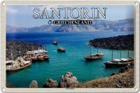 Blechschild Reise 30x20cm Santorin Griechenland Kameni Vulkaninsel
