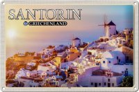 Blechschild Reise 30x20cm Santorin Griechenland Oia Küstendorf