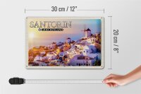 Blechschild Reise 30x20cm Santorin Griechenland Oia Küstendorf