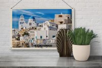 Blechschild Reise 30x20cm Santorin Griechenland Pyrgos Dorf