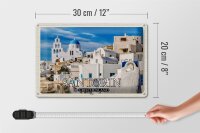 Blechschild Reise 30x20cm Santorin Griechenland Pyrgos Dorf