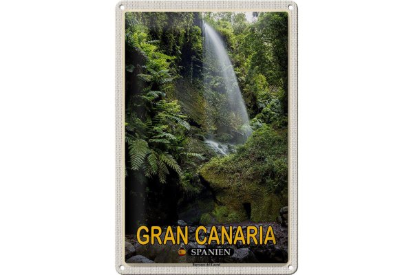 Blechschild Reise 20x30cm Gran Canaria Spanien Barranco del Laurel