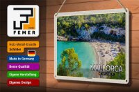 Blechschild Reise 30x20cm Mallorca Spanien Cala Llombards Bucht