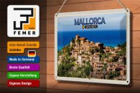 Blechschild Reise 30x20cm Mallorca Spanien Deià Meer Kleinstadt
