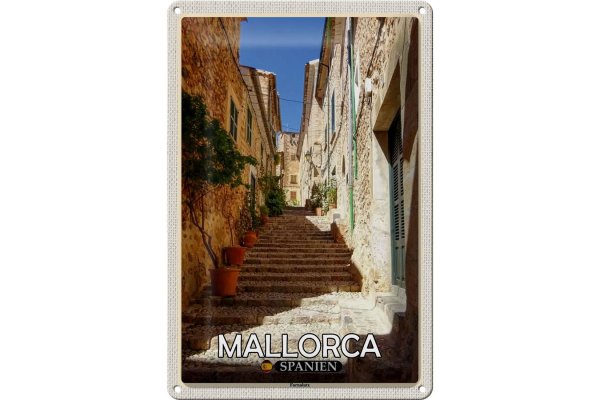 Blechschild Reise 20x30cm Mallorca Spanien Fornalutx Treppen