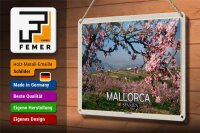 Blechschild Reise 30x20cm Mallorca Spanien Mandelblüten