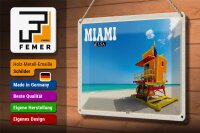 Blechschild Reise 30x20cm Miami USA Strand Meer Urlaub