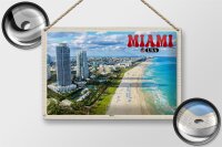 Blechschild Reise 30x20cm Miami USA Strand Hochhäuser Meer Urlaub