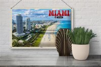 Blechschild Reise 30x20cm Miami USA Strand Hochhäuser Meer Urlaub