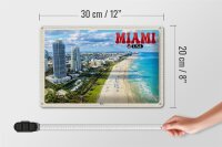 Blechschild Reise 30x20cm Miami USA Strand Hochhäuser Meer Urlaub