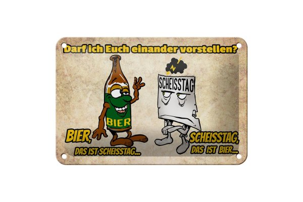 Blechschild Alkohol 18x12cm darf ich euch vorstellen Bier