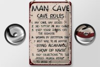 Blechschild Spruch 20x30cm Man cave my cave my rules