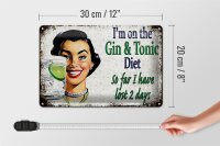Blechschild Spruch 30x20cm I´m on the Gin & Tonic Diet