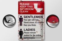 Blechschild Spruch 20x30cm Gentlemen Ladies WC Toilette