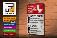 Blechschild Spruch 20x30cm Gentlemen Ladies WC Toilette