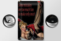 Blechschild Pin Up 20x30cm sexy Frau some mistakes are too