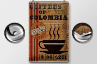 Blechschild Kaffee 20x30cm coffees colombia organic coffee