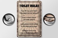 Blechschild Spruch 20x30cm toilet rules if you lift it up